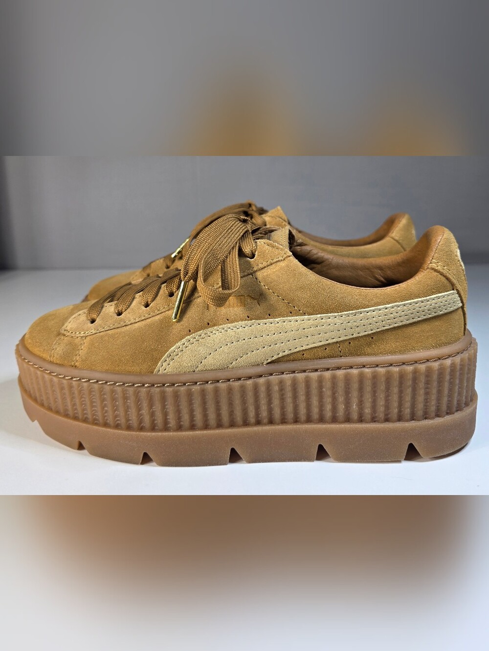 Puma Fenty by Rihanna Cleated Creeper Suede Golden Brown Women's Size 9